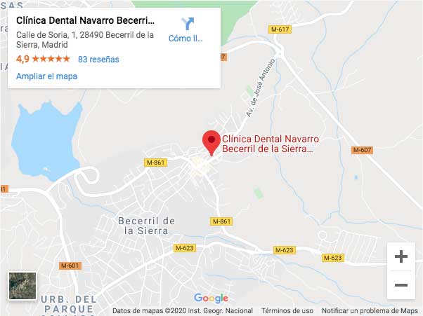 mapa de localización de la clínica dental Navarro de Becerril